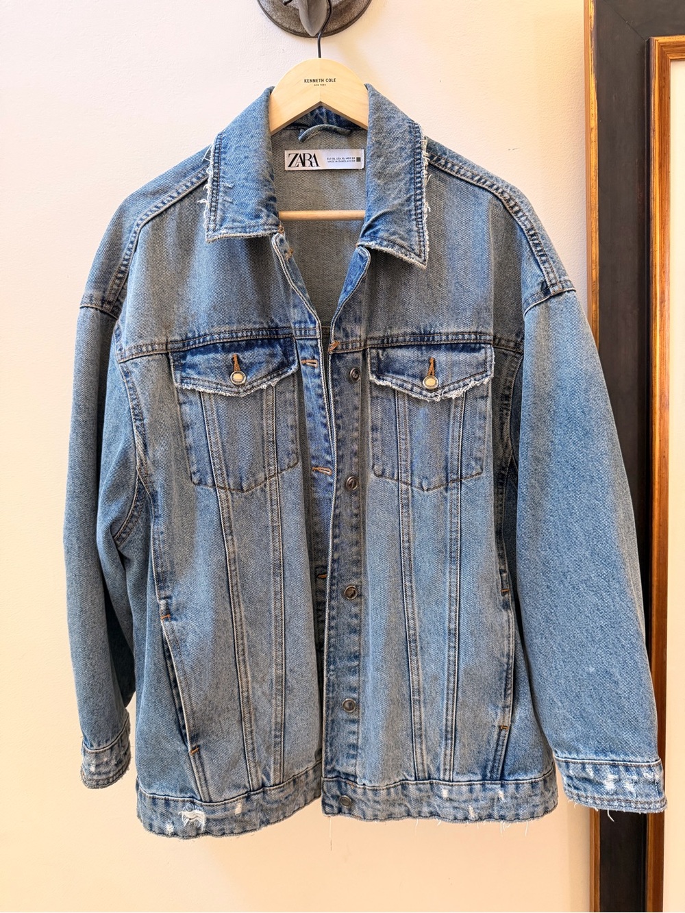 Zara Light Blue Denim Jacket with Button Front